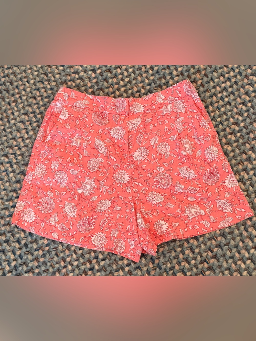 J Crew Linen Cotton Coral Shorts sz 10